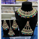 Hira Collections Crystal And Pearls Beads Choker Necklace Set