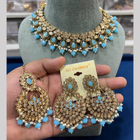 Hira Collections Crystal And Pearls Beads Necklace Set