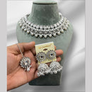 Hira Collections Rhodium Kundan And Pearls Beads Choker Necklace Set 