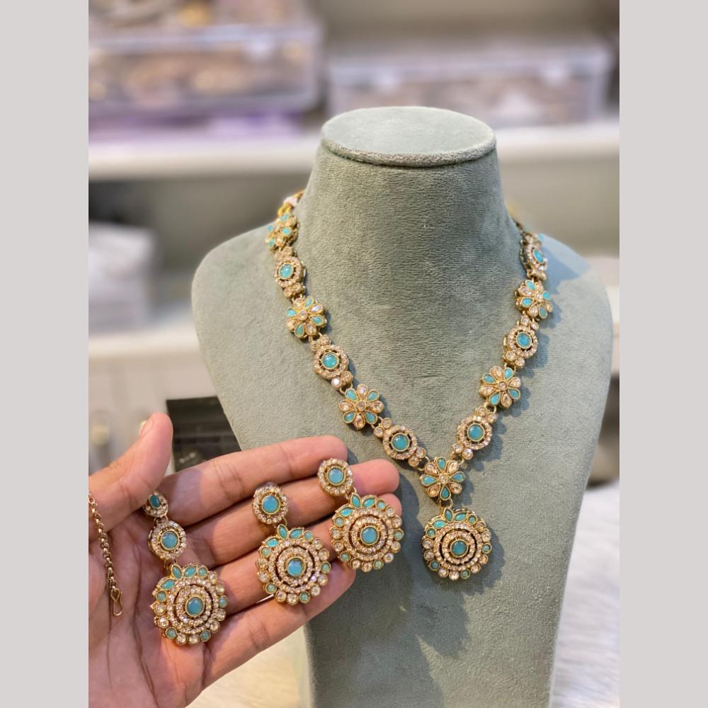 Hira Collections Designer Radiant Crystal Stone Necklace Set
