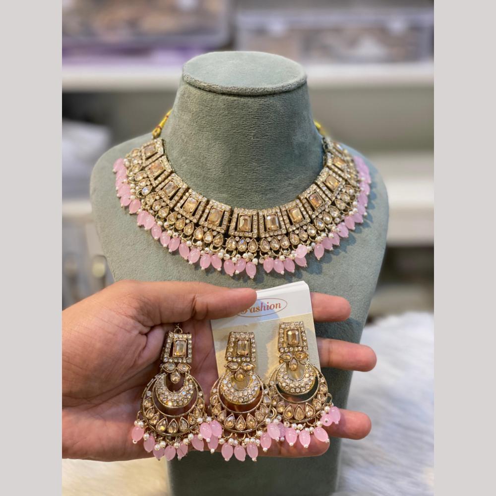 Hira Collections Designer Radiant Crystal And Beads Choker Necklace Set