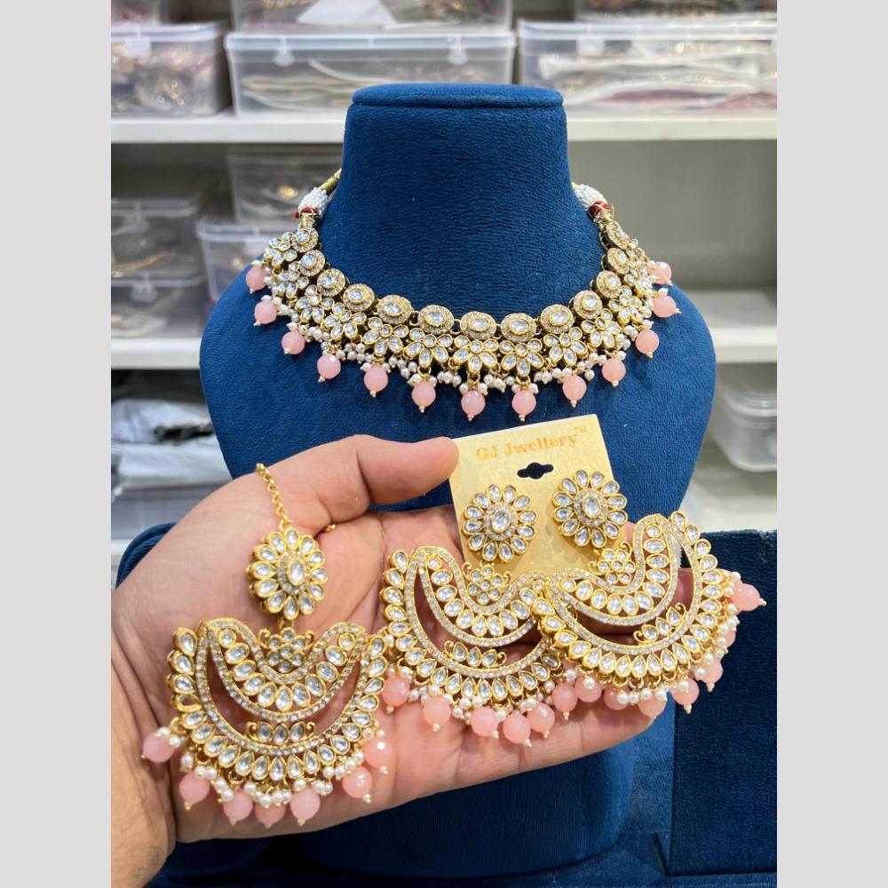 Hira Collection Kundan Pearl Beads Necklace Set Ethnic Jewellery for Women