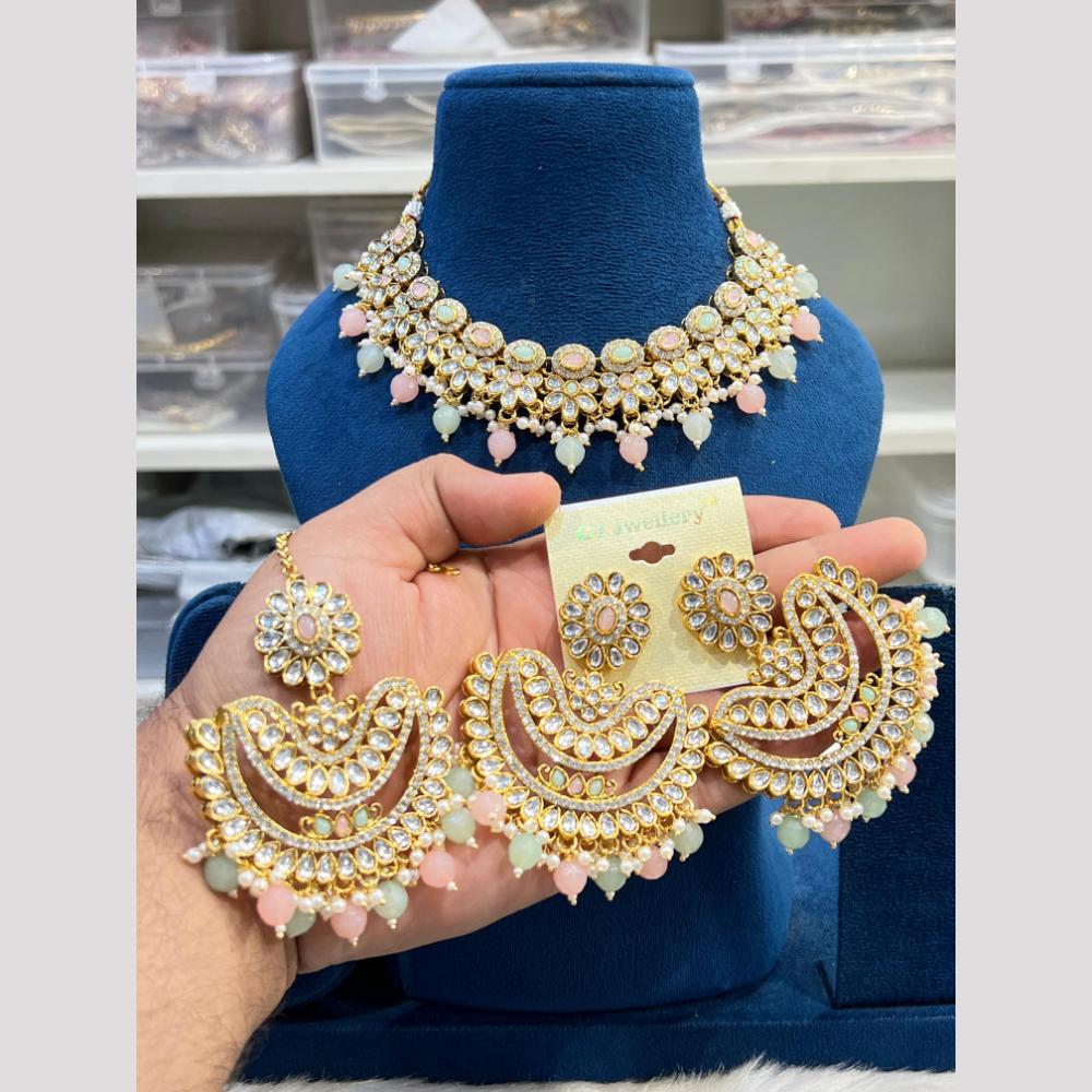 Hira Collection Kundan Pearl Beads Necklace Set Ethnic Jewellery for Women