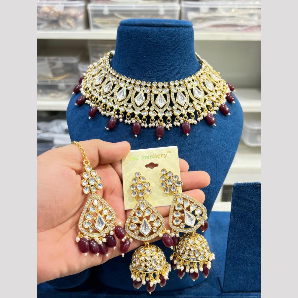 Hira Collection Kundan Pearl Beads Necklace Set Ethnic Jewellery for Women