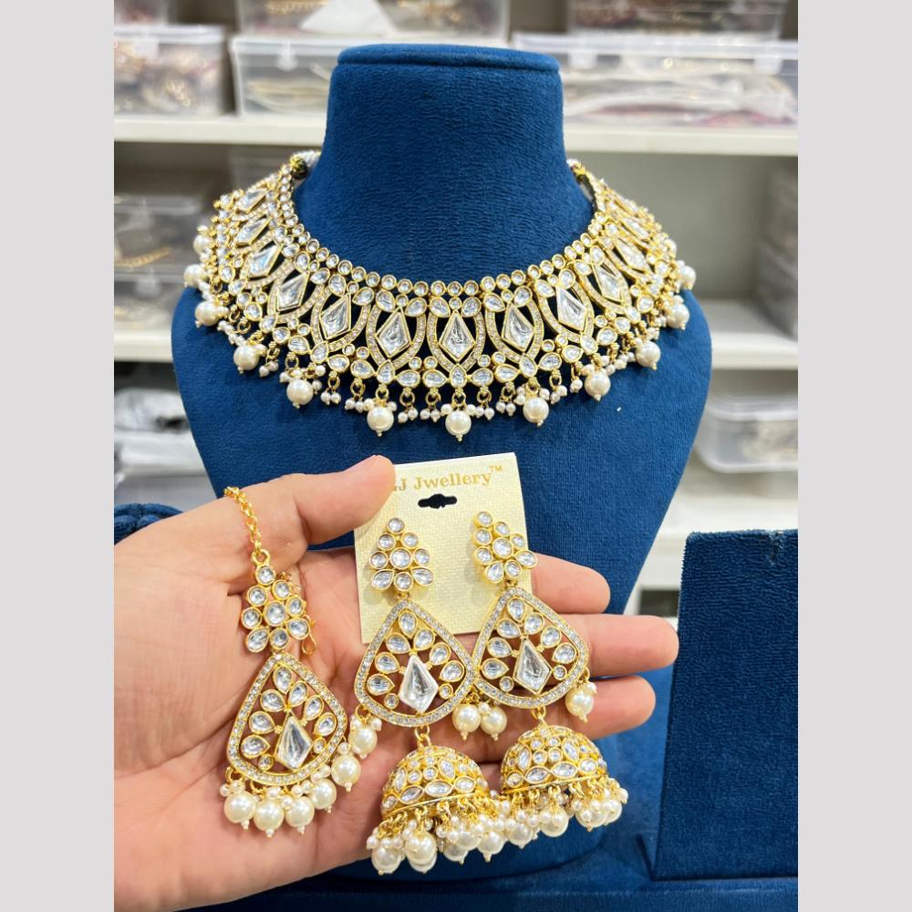 Hira Collection Kundan Pearl Beads Necklace Set Ethnic Jewellery for Women