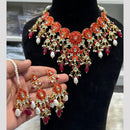Hira Collections Festive Wear Kundan And Pearl Meenakari Necklace Set