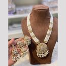Hira Collections Classic Crystal Stone And Pearl Long Necklace Set