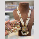 Hira Collections Classic Crystal Stone And Pearl Long Necklace Set
