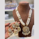 Hira Collections Classic Crystal Stone And Pearl Long Necklace Set