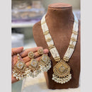 Hira Collections Classic Crystal Stone And Pearl Long Necklace Set