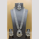 Hira Collections Classic Crystal Stone And Pearl Long Necklace Set