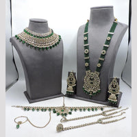 Hira Collections Premium Crystal Stone Pearl And Beaded Bridal Jewellery Set