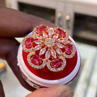 Hira Collections Luxury Sparkling American Diamond Adjustable Ring