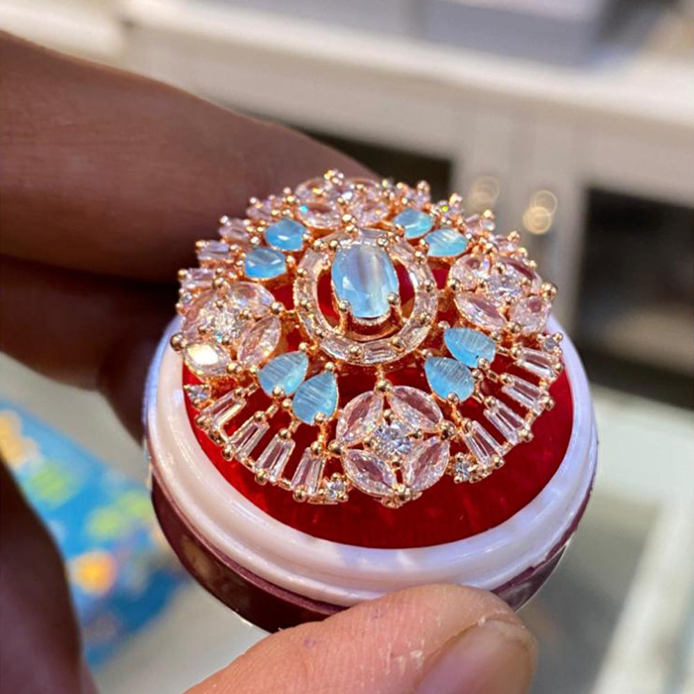 Hira Collections Luxury Sparkling American Diamond Adjustable Ring
