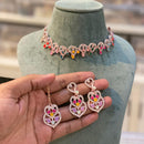Hira Collection Designer Crystal Stone Necklace Set with Matching Earrings & Maangtikka