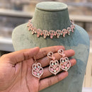 Hira Collection Designer Crystal Stone Necklace Set with Matching Earrings & Maangtikka