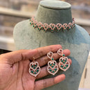 Hira Collection Designer Crystal Stone Necklace Set with Matching Earrings & Maangtikka