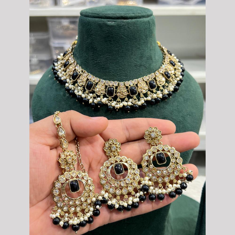 Hira Collection Premium Crystal Stone Pearl And Beaded Necklace Set