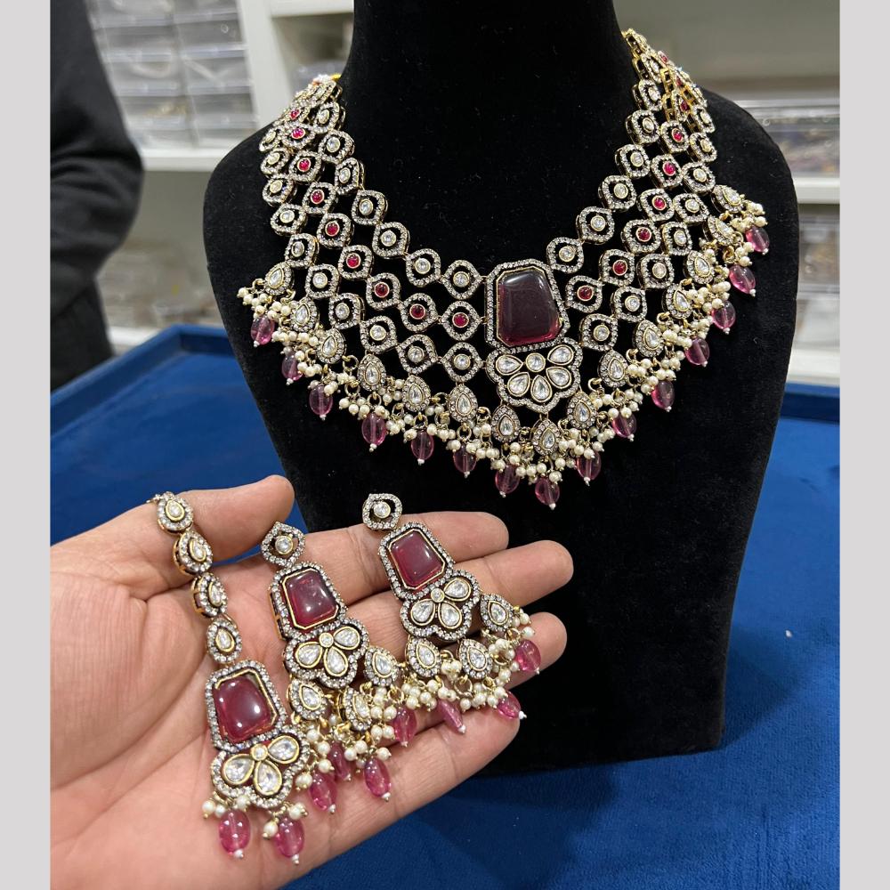 Hira Collection Festive Kundan And Austrian Stone Pearl Necklace Set