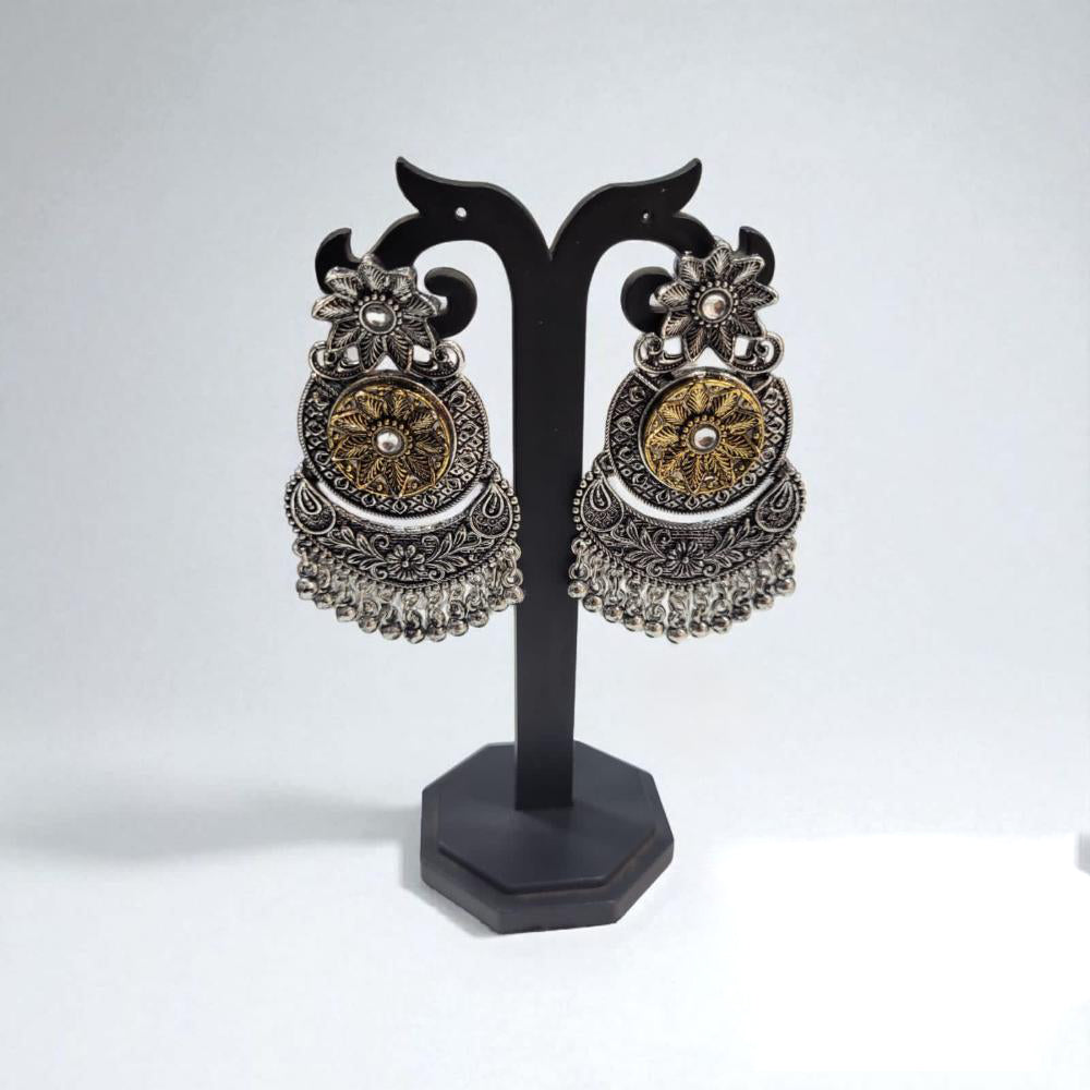 Hira Collections Antique Two-Toned Jhumki Danglers with Modern Touch