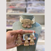 Hira Collections Premium Polki Kundan Choker Necklace Set with Earrings for Festive Wear