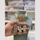 Hira Collections Premium Polki Kundan Choker Necklace Set with Earrings for Festive Wear