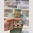 Hira Collections Premium Polki Kundan Choker Necklace Set with Earrings for Festive Wear