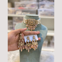 Hira Collections Premium Polki Kundan Choker Necklace Set with Earrings for Festive Wear