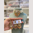 Hira Collections Premium Polki Kundan Choker Necklace Set with Earrings for Festive Wear
