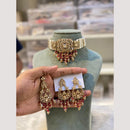 Hira Collections Premium Polki Kundan Choker Necklace Set with Earrings for Festive Wear