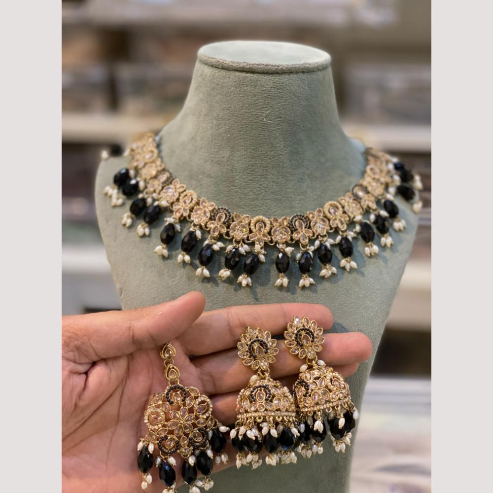 Hira Collections Premium Polki Kundan Necklace Set with Earrings for Festive Wear