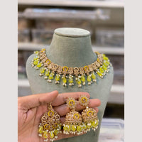 Hira Collections Premium Polki Kundan Necklace Set with Earrings for Festive Wear