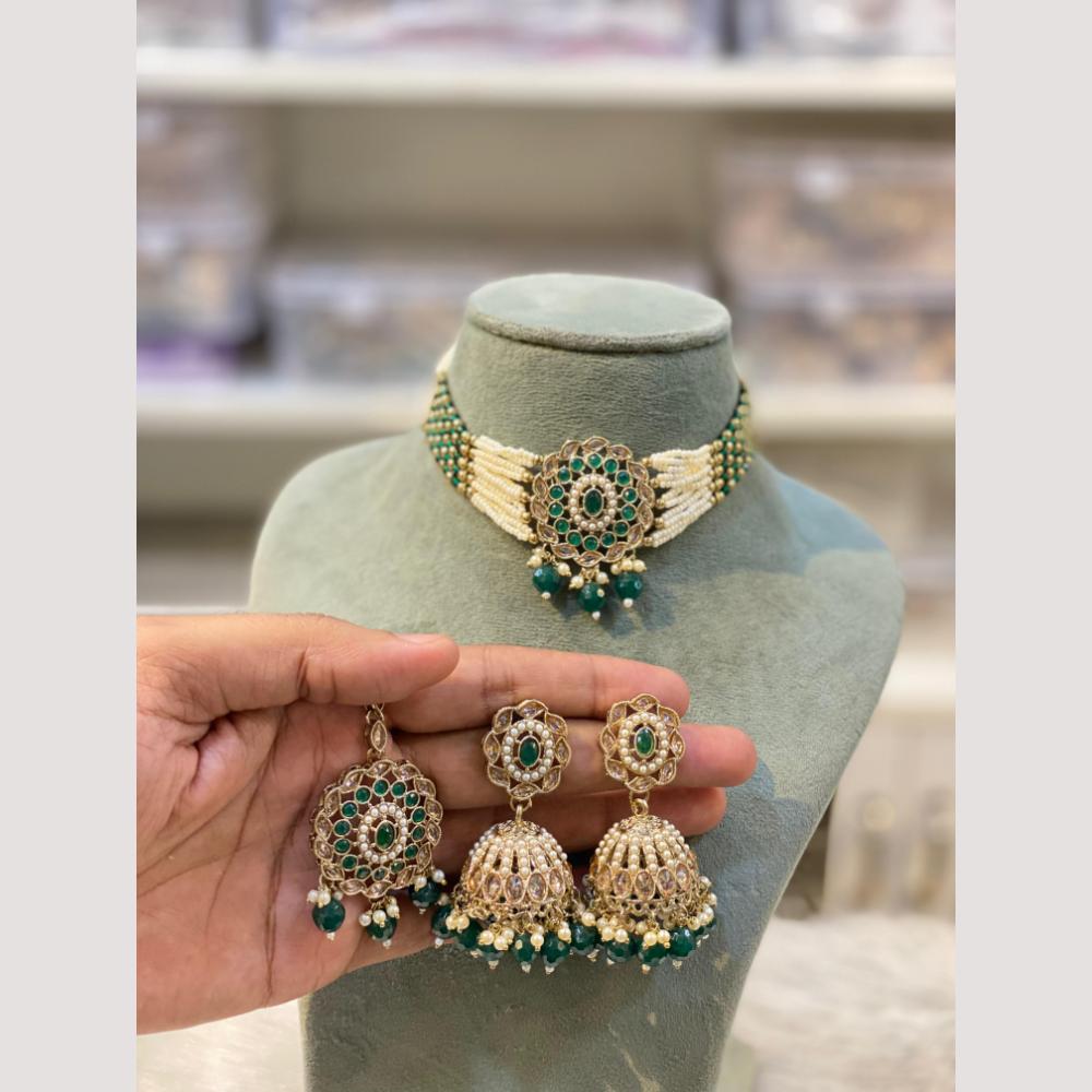 Hira Collections Elegant Polki Kundan Choker Necklace Set for Brides and Party Wear