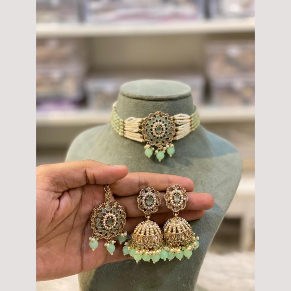 Hira Collections Elegant Polki Kundan Choker Necklace Set for Brides and Party Wear