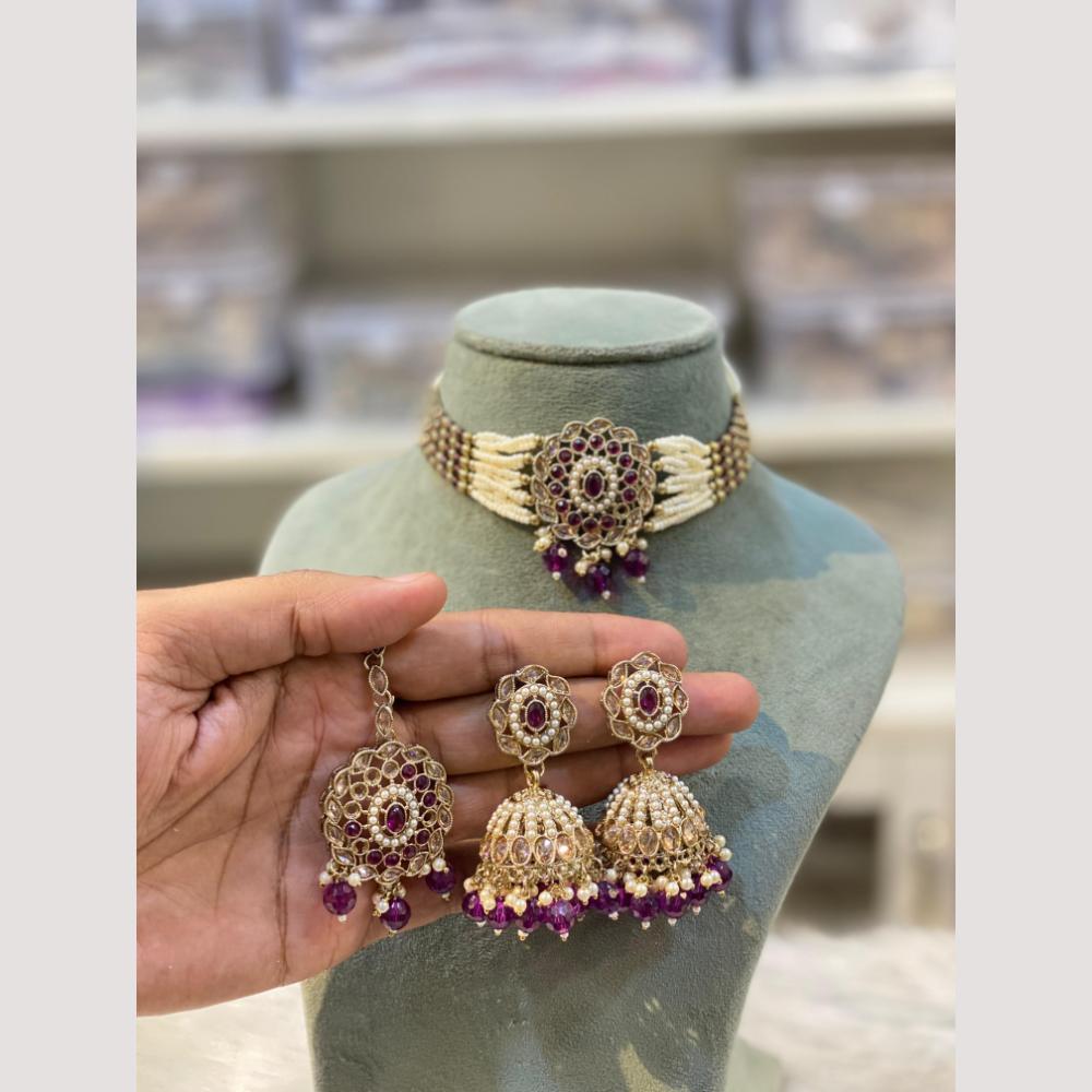 Hira Collections Elegant Polki Kundan Choker Necklace Set for Brides and Party Wear