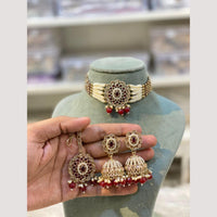 Hira Collections Elegant Polki Kundan Choker Necklace Set for Brides and Party Wear