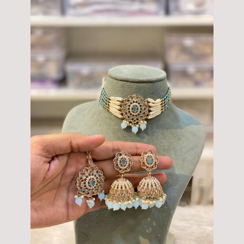 Hira Collections Elegant Polki Kundan Choker Necklace Set for Brides and Party Wear