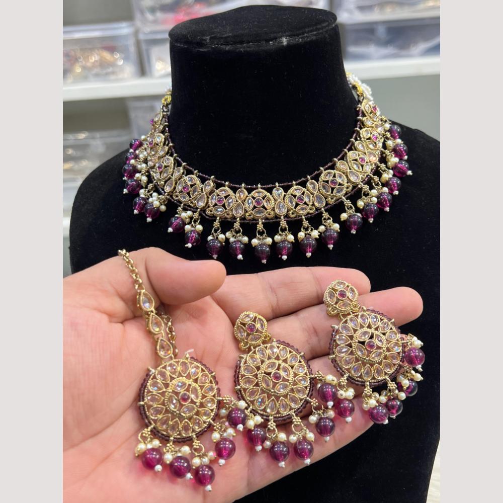 Hira Collections Elegant Polki Kundan & Beads Necklace Set for Brides and Party Wear