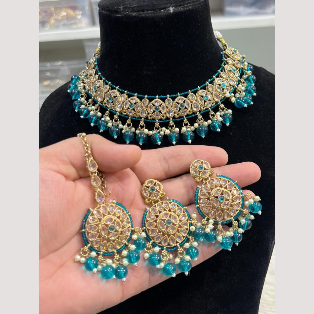 Hira Collections Elegant Polki Kundan & Beads Necklace Set for Brides and Party Wear