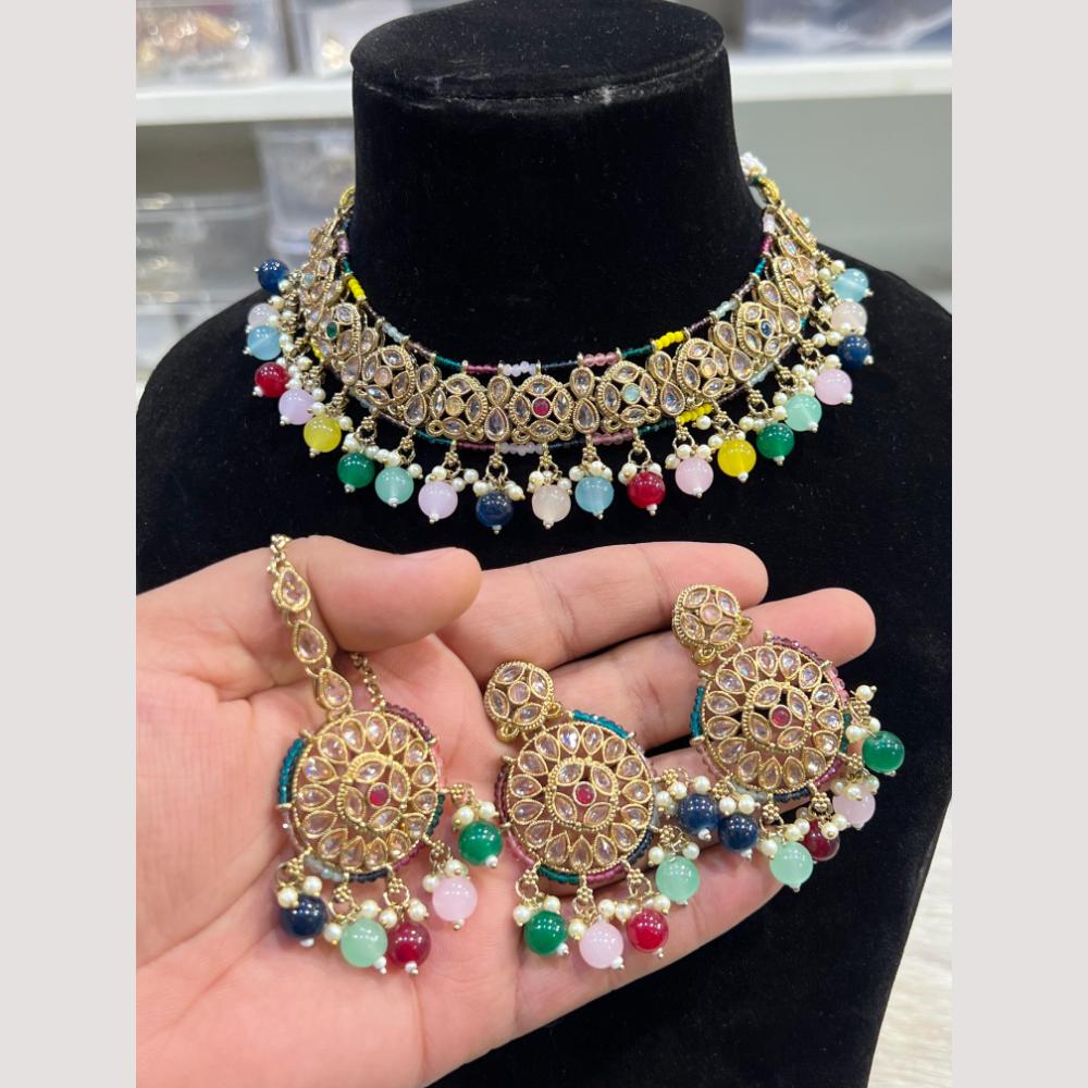 Hira Collections Elegant Polki Kundan & Beads Necklace Set for Brides and Party Wear
