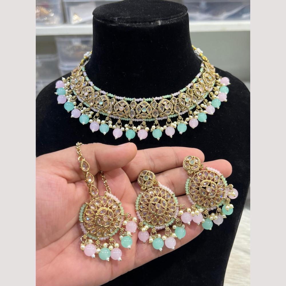 Hira Collections Elegant Polki Kundan & Beads Necklace Set for Brides and Party Wear