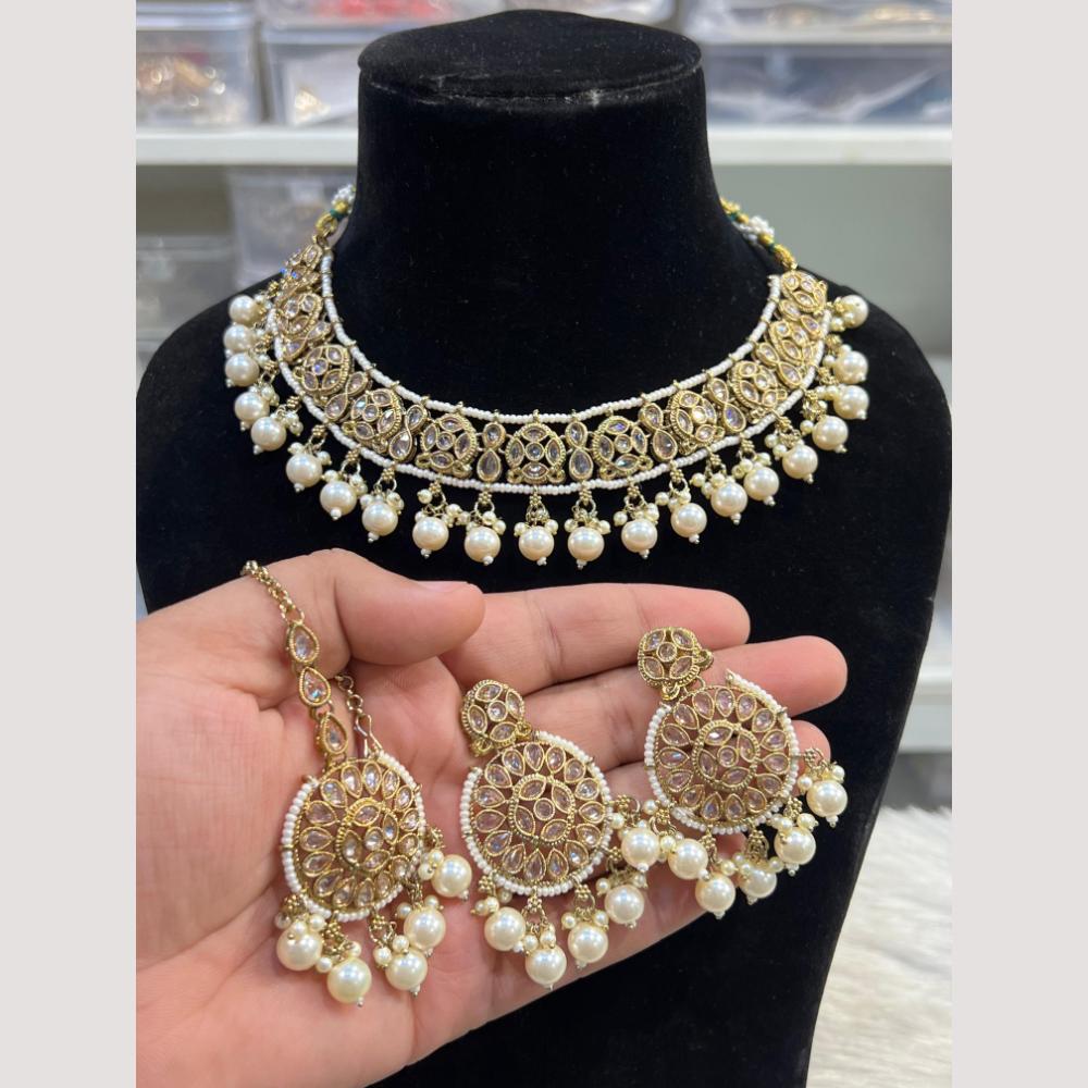 Hira Collections Elegant Polki Kundan & Beads Necklace Set for Brides and Party Wear