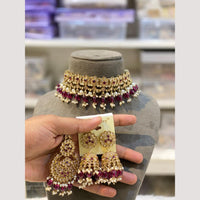 Hira Collections Traditional Polki Kundan Choker Necklace Set with Earrings for Festive Wear