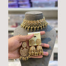 Hira Collections Traditional Polki Kundan Choker Necklace Set with Earrings for Festive Wear