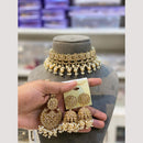 Hira Collections Traditional Polki Kundan Choker Necklace Set with Earrings for Festive Wear