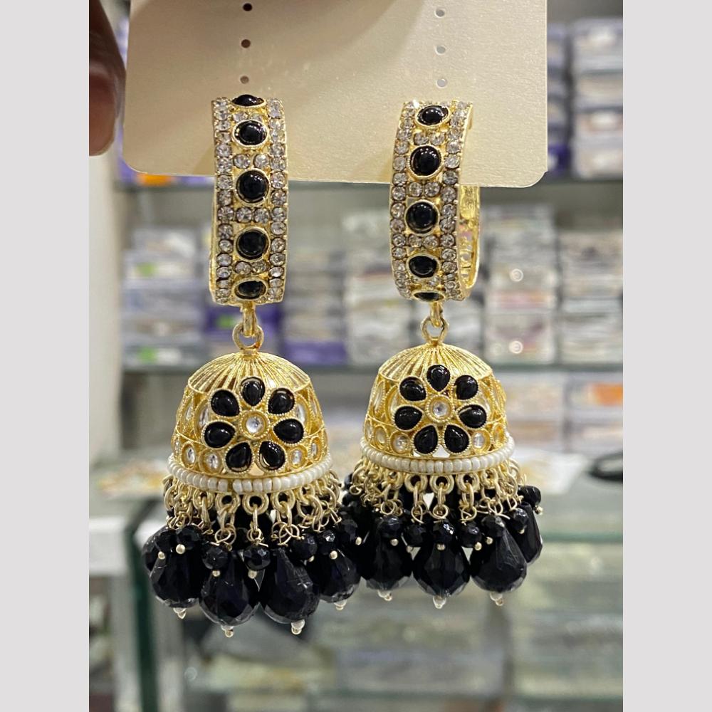 Hira Collections Designer Austrian Stone And Pota Beads Jhumki Earrings