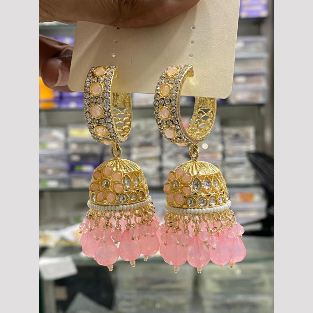 Hira Collections Designer Austrian Stone And Pota Beads Jhumki Earrings