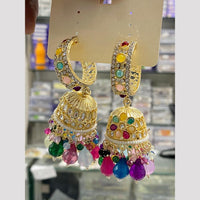 Hira Collections Designer Austrian Stone And Pota Beads Jhumki Earrings