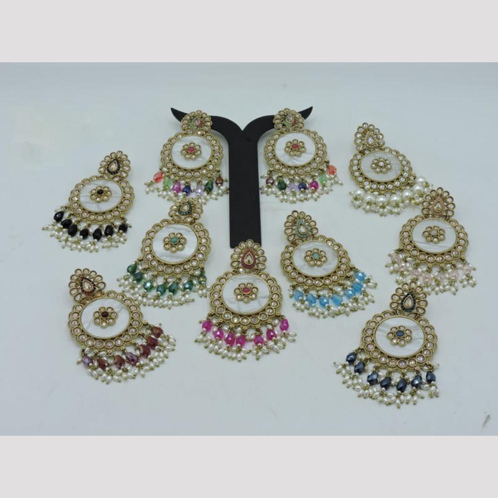 Hira Collections Glamorous Crystals And Pearls Beads Dangler Earrings