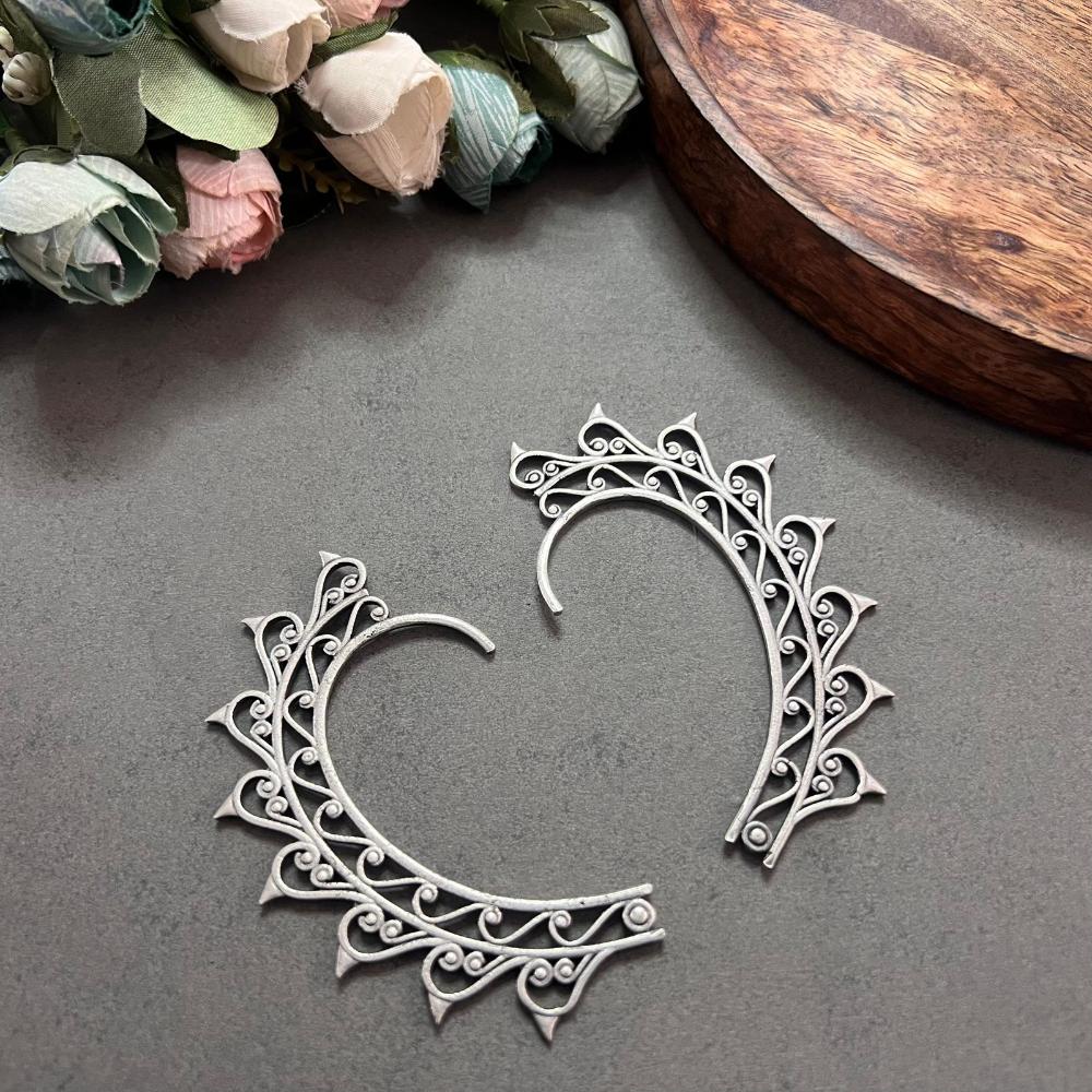 Hira Collections Intricately Designed Oxidised Earcuffs Stylish & Comfortable Ethnic Jewellery